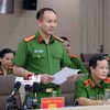 Đại tá Nguyễn Quang Phương thông tin về tình hình giải quyết vụ việc tại Tổng công ty Thuốc lá Việt Nam.