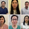 Vợ chồng Nghiêm Quốc Hưng (phía trên bên trái) và các đồng phạm bị khởi tố. Ảnh: BCA