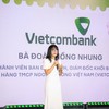 Bà Đoàn Hồng Nhung, Giám đốc Khối Bán lẻ Vietcombank phát biểu tại họp báo ra mắt chương trình Quán Nhà Haha 