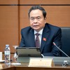 Chủ tịch Quốc hội Trần Thanh Mẫn thảo luận tại tổ về dự án Luật Bưu chính (sửa đổi) sáng 17/10.