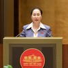 Bộ trưởng Bộ Văn hoá, Thể thao và Du lịch Lâm Thị Phương Thanh trình bày Tờ trình dự án Luật Phát triển công nghiệp văn hoá sáng 24/10.