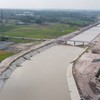Một đoạn Suối Cái đã hoàn thành phần kè 2 bên. 