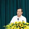 Bí thư Thành ủy TP.HCM Trần Lưu Quang phát biểu tại Hội nghị. 