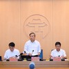 Chủ tịch UBND TP. Hà Nội Vũ Đại Thắng và lãnh đạo UBND TP. Hà Nội chủ trì phiên họp tập thể UBND TP. Hà Nội thường kỳ tháng 6/2026. Ảnh: Lê Hải