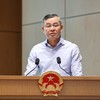 Bộ trưởng Bộ Tài chính Ngô Văn Tuấn nêu ý kiến thảo luận tại phiên họp. Ảnh: VGP