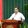 Chủ tịch UBND TP.HCM Nguyễn Văn Được phát biểu tại hội nghị. Ảnh: TT. 