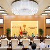 Phó chủ tịch Quốc hội Nguyễn Thị Thanh điều hành phiên thảo luận. 