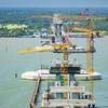 Thi công xây dựng cầu Đại Ngãi (Ảnh: P.V) 