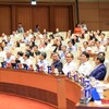 Tổng Bí thư, Chủ tịch nước Tô Lâm và các đồng chí nguyên Uỷ viên Bộ Chính trị, Uỷ viên Bộ Chính trị tham dự hội nghị.