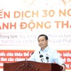 Phó Bí thư Thành ủy, Chủ tịch UBND TP.HCM Nguyễn Văn Được đã quán triệt các nội dung chỉ thị của Ban Thường vụ Thành ủy, kế hoạch thực hiện của UBND TP.HCM và thực hiện đợt thi đua cao điểm để thực hiện Luật Phát triển đô thị. Ảnh: TT 