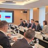 Ông Lê Ngọc Châu, Ủy viên Trung ương Đảng, Bí thư Thành ủy, Trưởng Đoàn đại biểu Quốc hội thành phố Hải Phòng dẫn đầu làm việc với Tập đoàn Novatek của Nga. Ảnh: BHP