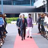 Lễ đón Thủ tướng Lê Minh Hưng tại sân bay quốc tế Indira Gandhi, thủ đô New Delhi. (Ảnh: Dương Giang/TTXVN)