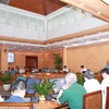 Quang cảnh hội nghị tại điểm cầu trụ sở UBND TP. Hà Nội.
