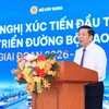 Bộ trưởng Bộ Xây dựng Trần Hồng Minh phát biểu tại Hội nghị xúc tiến đầu tư. 