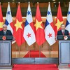 Tổng Bí thư, Chủ tịch nước Tô Lâm và Tổng thống Cộng hòa Panama José Raúl Mulino gặp gỡ báo chí sau hội đàm. Ảnh: Đức Thanh.