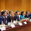Thủ tướng Lê Minh Hưng hội kiến Chủ tịch Quốc hội Lào Sonexay Siphandone. Ảnh: TTXVN