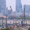 Dự án Quảng trường trung tâm TP.HCM và Trung tâm hành chính của Thành phố đang được xây dựng. Ảnh: Lê Toàn. 