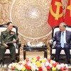 Tổng Bí thư, Chủ tịch nước Tô Lâm tiếp Đại tướng Khamlieng Outhakaysone, Ủy viên Bộ Chính trị, Phó Thủ tướng, Bộ trưởng Quốc phòng Lào. (Ảnh: Thống Nhất/TTXVN)