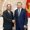 Tổng Bí thư, Chủ tịch nước Tô Lâm tiếp đồng chí Vilay Lakhamphong, Ủy viên Bộ Chính trị, Thường trực Ban Bí thư Trung ương Đảng Nhân dân Cách mạng Lào. (Ảnh: Thống Nhất/TTXVN)