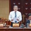 Phó Chủ tịch UBND tỉnh Quảng Trị Phan Phong Phú phát biểu tại buổi làm việc.