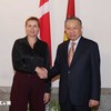 Tổng Bí thư, Chủ tịch nước Tô Lâm gặp hẹp Thủ tướng Đan Mạch Mette Frederiksen trước hội đàm. (Ảnh: Thống Nhất/TTXVN)