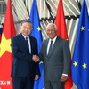 Chủ tịch Hội đồng Châu Âu Antonio Costa chủ trì lễ đón Tổng Bí thư, Chủ tịch nước Tô Lâm. (Ảnh: Thống Nhất/TTXVN)
