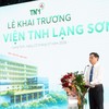 Thầy thuốc nhân dân, bác sỹ cao cấp Lê Xuân Tân, Tổng giám đốc TNH phát biểu khai trương bệnh viện.