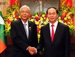 Chủ tịch nước Trần Đại Quang và Tổng thống Myanmar Htin Kyaw (Ảnh: Chinhphu.vn/VOV)