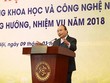 Thủ tướng Nguyễn Xuân Phúc phát biểu chỉ đạo tại Hội nghị tổng kết hoạt động khoa học và công nghệ năm 2017. Ảnh: VOV