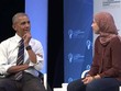 Mai Medhat (phải) trao đổi cùng Tổng thống Barack Obama (trái) tại GES 2016 - Ảnh chụp Youtube