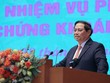 Thủ tướng Chính phủ Phạm Minh Chính phát biểu kết luận tại Hội nghị triển khai nhiệm vụ phát triển thị trường chứng khoán (TTCK) năm 2024. Ảnh VGP