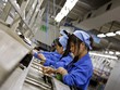 Công nhân trong một xưởng lắp đặt linh kiện điện tử tại Trung Quốc. Ảnh: AP.