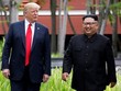 Tổng thống Mỹ Donald Trump và lãnh đạo Triều Tiên Kim Jong-un gặp gỡ tại Singapore hôm 12/6. Ảnh: Reuters.