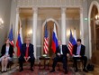 Bà Marina Gross (trái) là phiên dịch viên cho Tổng thống Trump trong cuộc gặp với Tổng thống Putin tại Phần Lan (Ảnh: Reuters).