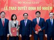 Thứ trưởng Bùi Thanh Sơn trao quyết định và chúc mừng các cán bộ được bổ nhiệm.