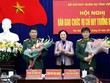 Bí thư Tỉnh ủy Yên Bái Phạm Thị Thanh Trà chúc mừng Đại tá Lê Văn Trung và Đại tá Trần Công Ứng.