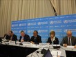 Tổng giám đốc WHO Tedros Adhanom Ghebreyesus (giữa) phát biểu tại cuộc họp báo ở Geneva, Thụy Sĩ ngày 24/2/2020. Ảnh: THX/TTXVN.