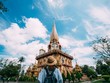 Du khách chụp ảnh bên ngoài ngôi chùa Wat Chalong- 1 trong những ngôi chùa nổi tiếng nhất Phuket (Thái Lan).