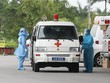 Xe cấp cứu vận chuyển bệnh nhân nCoV tại Bệnh viện Bệnh nhiệt đới Trung ương.