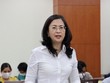 Bà Nguyễn Thị Bích Hạnh - Phó Cục trưởng Cục thuế TP Hồ Chí Minh trong một lần trả lời báo chí vào chiều 7/4, về vụ các công ty đấu giá đất tại Thủ Thiêm. (Ảnh: Báo Tiêu dùng)