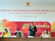 Ông Hoàng Hữu Anh - Phó Vụ trưởng Vụ Ngoại giao Văn hóa - UNESCO (Bộ Ngoại giao) phát biểu khai mạc họp báo “Ngày Việt Nam ở nước ngoài 2023”.