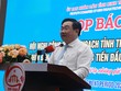 Ông Trịnh Minh Hoàng, Phó chủ tịch UBND tỉnh Ninh Thuận thông tin tịa buổi họp báo. Ảnh: Lê Quân