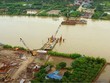 Toàn cảnh thi công công trình cầu Quang Thanh kết nối huyện An Lão với huyện Thanh Hà, tỉnh Hải Dương. Ảnh: Hồng Phong.