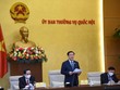 Chủ tịch Quốc hội Vương Đình Huệ phát biểu tại buổi họp.