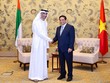Thủ tướng Phạm Minh Chính tiếp Quốc vụ khanh phụ trách Thương mại quốc tế, Bộ Kinh tế UAE, Thani bin Ahmed Al Zeyoudi (Ảnh: VGP)