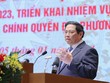 Thủ tướng Phạm Minh Chính phát biểu kết luận Hội nghị trực tuyến toàn quốc tổng kết công tác năm 2023, triển khai nhiệm vụ năm 2024 của Chính phủ và chính quyền địa phương. (Ảnh: VGP)