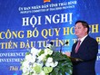 Ông Nguyễn Khắc Thận, Phó bí thư Tỉnh ủy, Chủ tịch UBND tỉnh Thái Bình phát biểu tại Hội nghị Công bố Quy hoạch tỉnh.