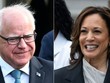 Phó Tổng thống Mỹ Kamala Harris (phải) xác nhận ông Tim Walz là người đồng hành tranh cử. (Nguồn: AFP/Getty Images)