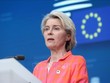 Chủ tịch EC Ursula von der Leyen phát biểu trong cuộc họp báo ở Brussels, Bỉ. Ảnh: THX/TTXVN
