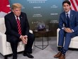 Tổng thống Trump gặp Thủ tướng Trudeau ngày 8/6 trong khuôn khổ Hội nghị thượng đỉnh G7. Ảnh: AFP